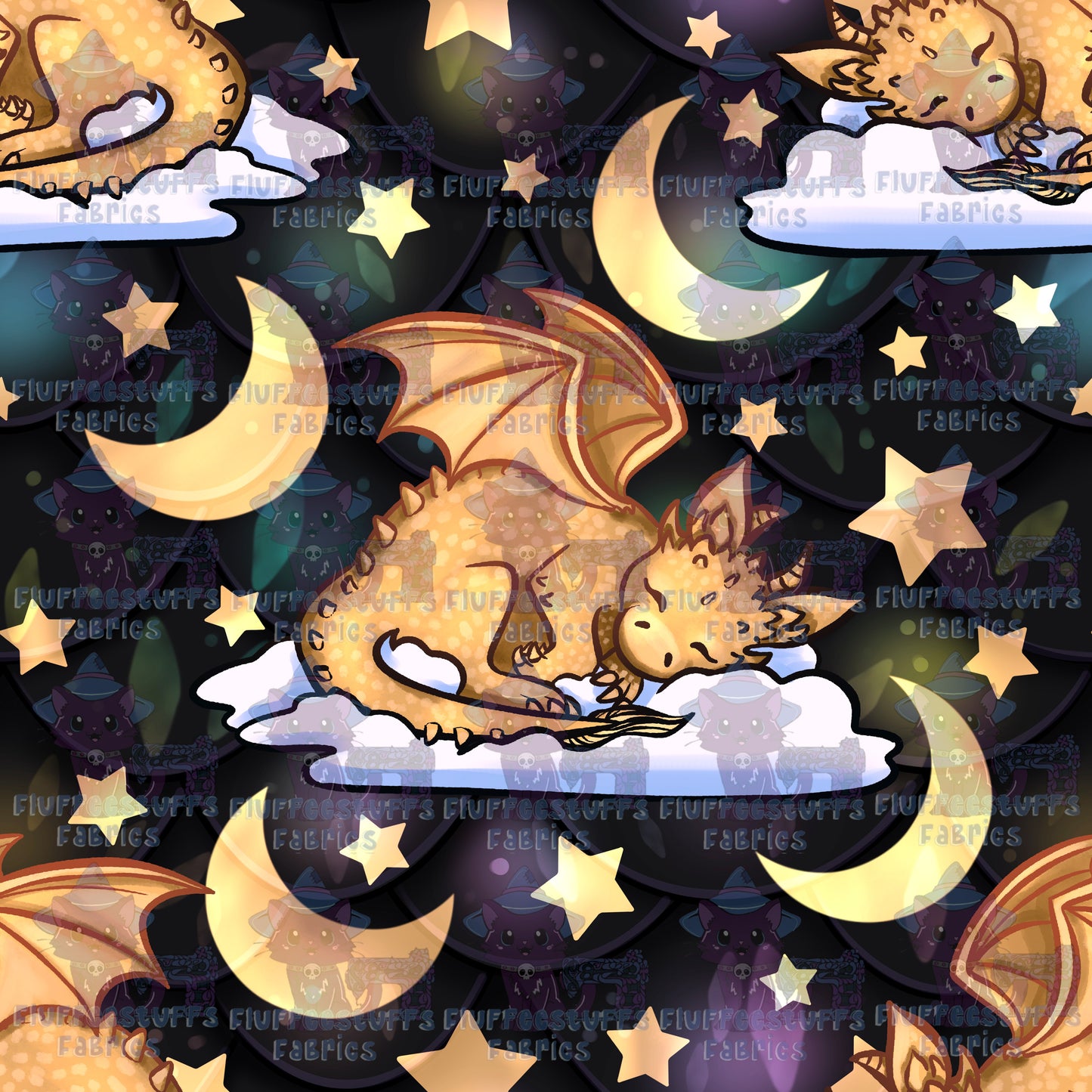 Sleepy Gold Dragon Iridescent Scales