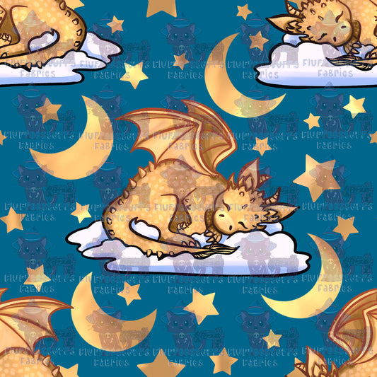 Sleepy Gold Dragon Teal