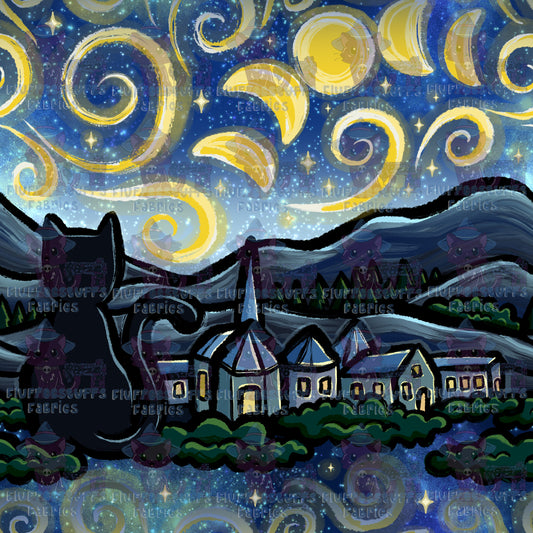 Starry Night Cat Periwinkle