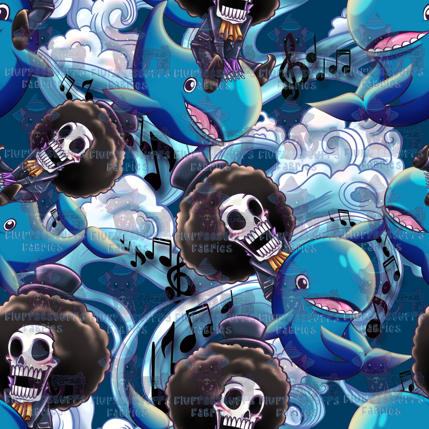 Straw Hat Pirates Skeleton Man and Baby Whale