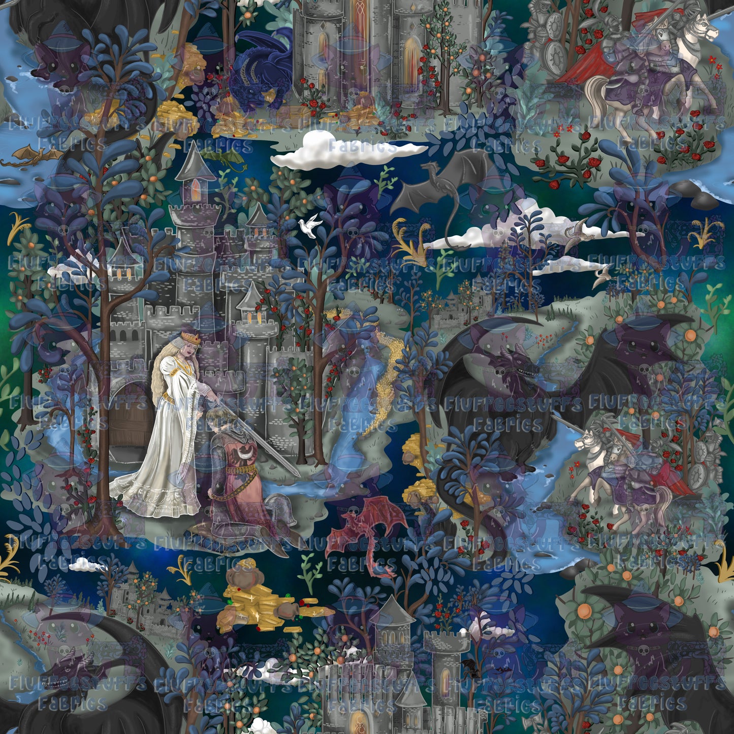 Vintage Dragon Tapestry Midnight